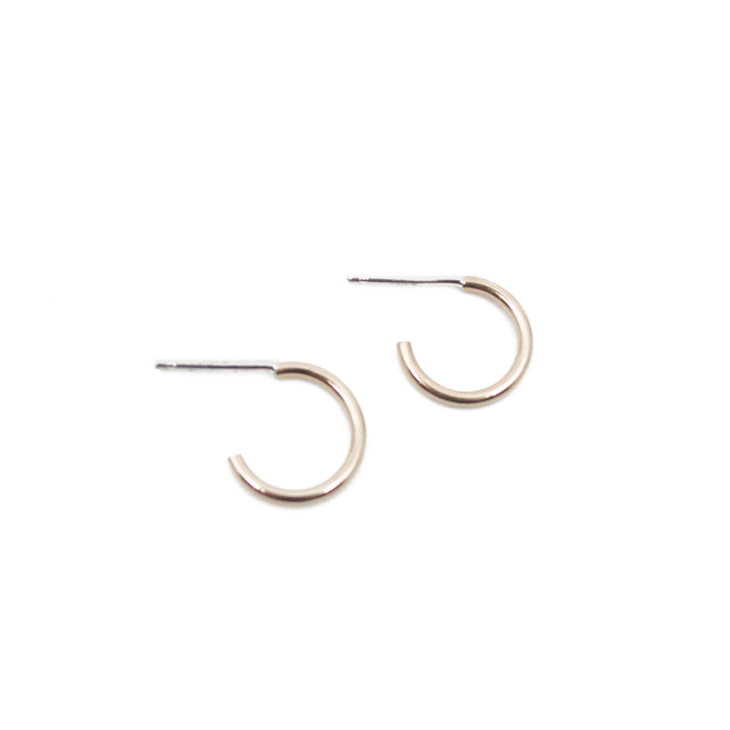 Dainty mini hoop gold earrings