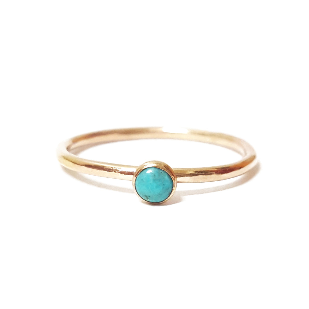 mini turquoise stone gemstone birthstone gold stacking ring