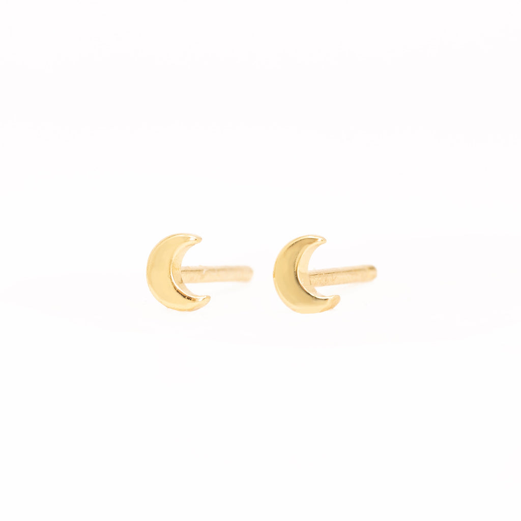 Moon Stud Earrings in Gold
