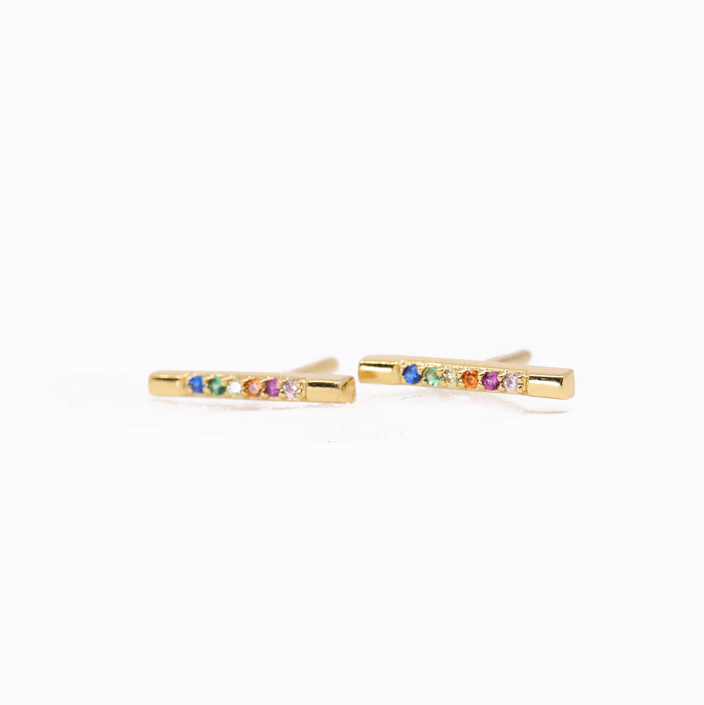Rainbow Brite Stud Earrings in Gold
