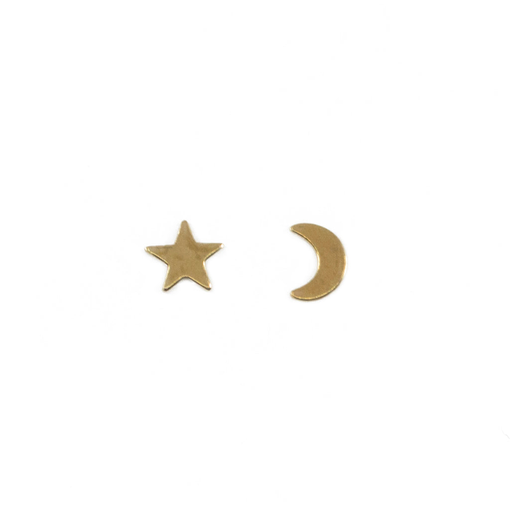Dainty minimalist star and moon stud earrings