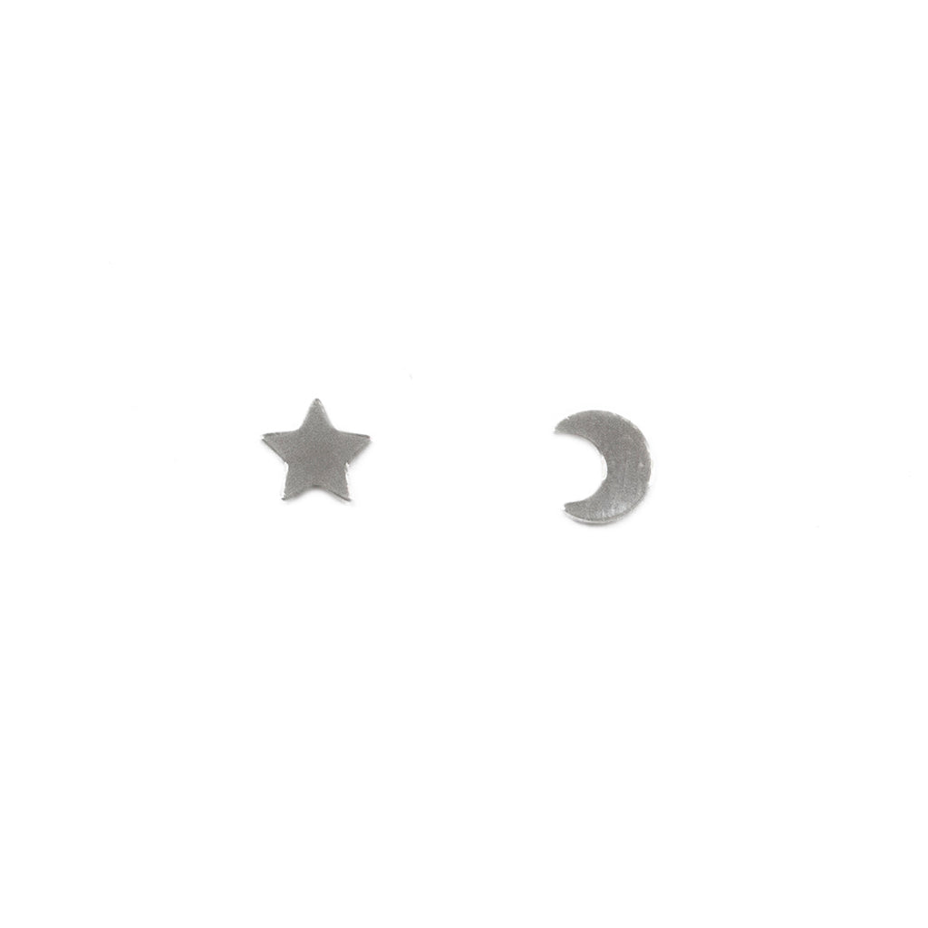 Dainty minimalist star and moon stud earrings