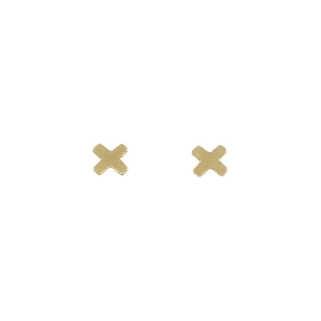Dainty minimalist X gold stud earrings 