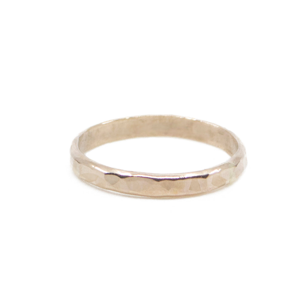 hammered thick band stacking ring gold