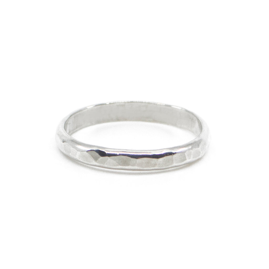 thick hammered sterling silver minimal stacking ring