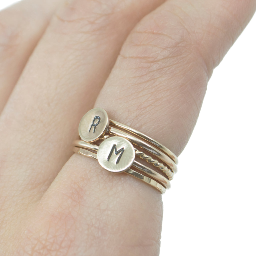Letter Initial Stacking Ring in Gold
