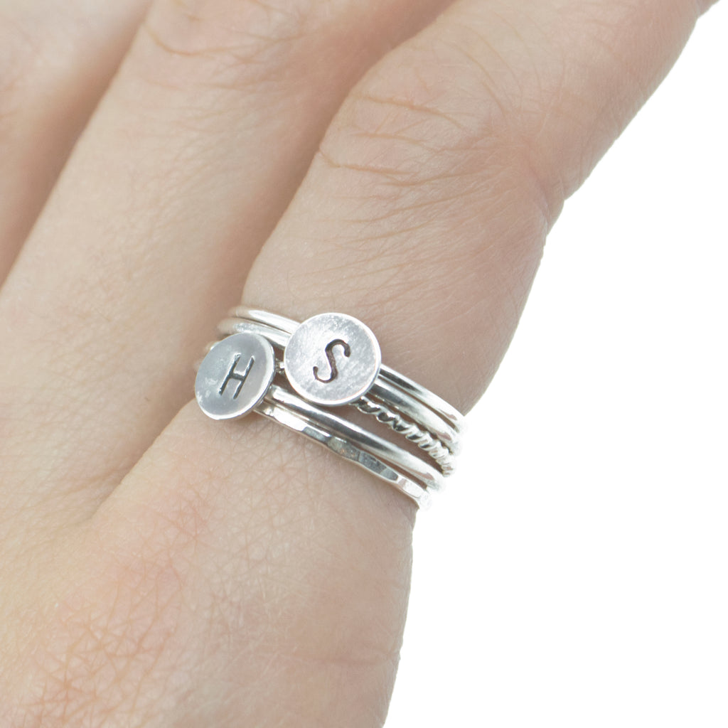 Letter Initial Stacking Ring in Silver
