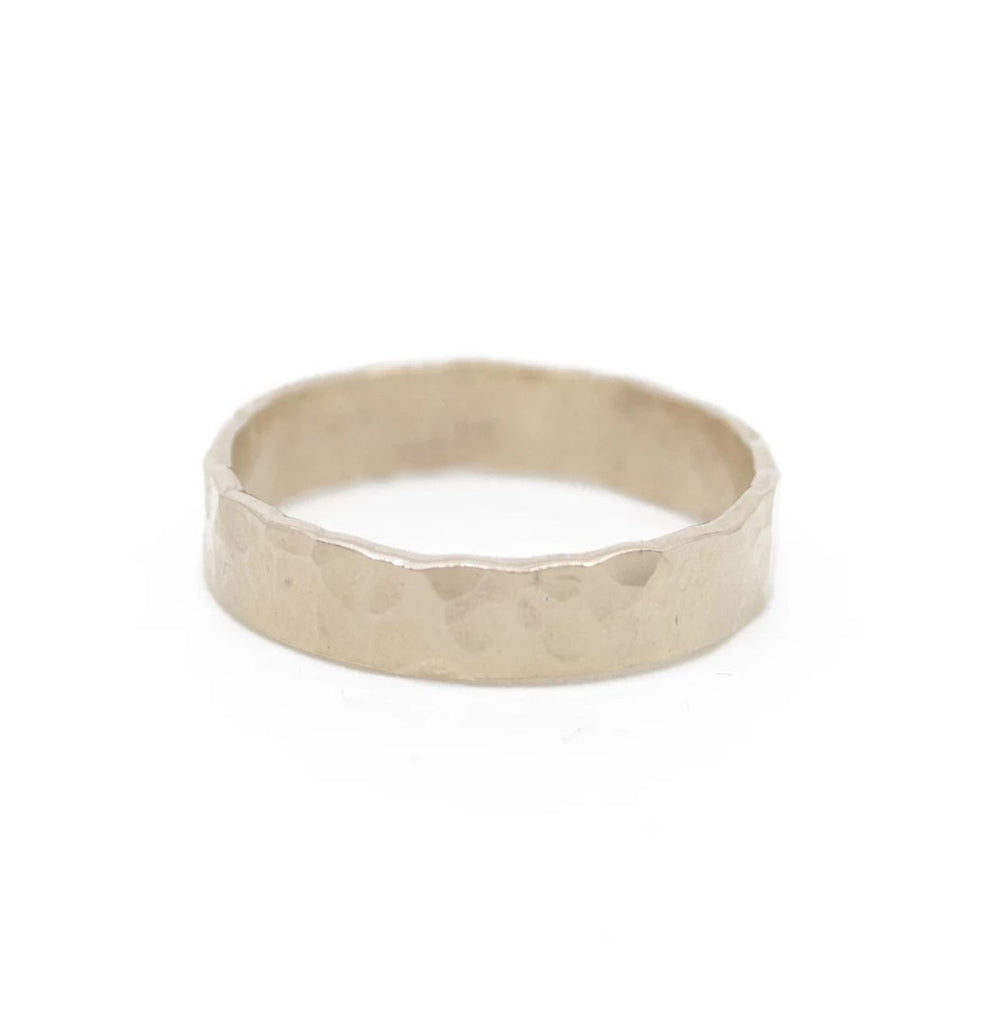 thick hammered gold band stacking ring