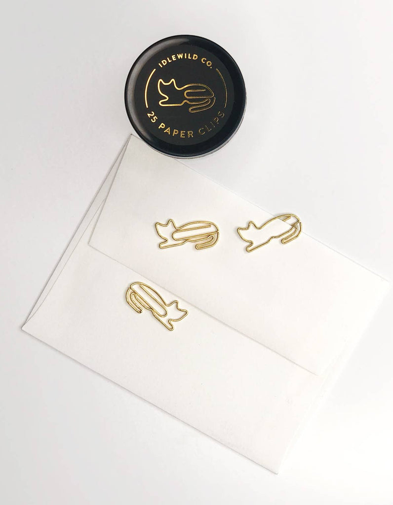 Cat Gold Plated Paper Clips