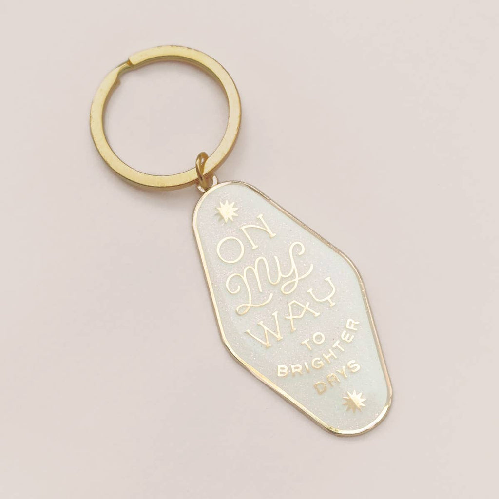On My Way To Bright Days Enamel Keychain with Ring