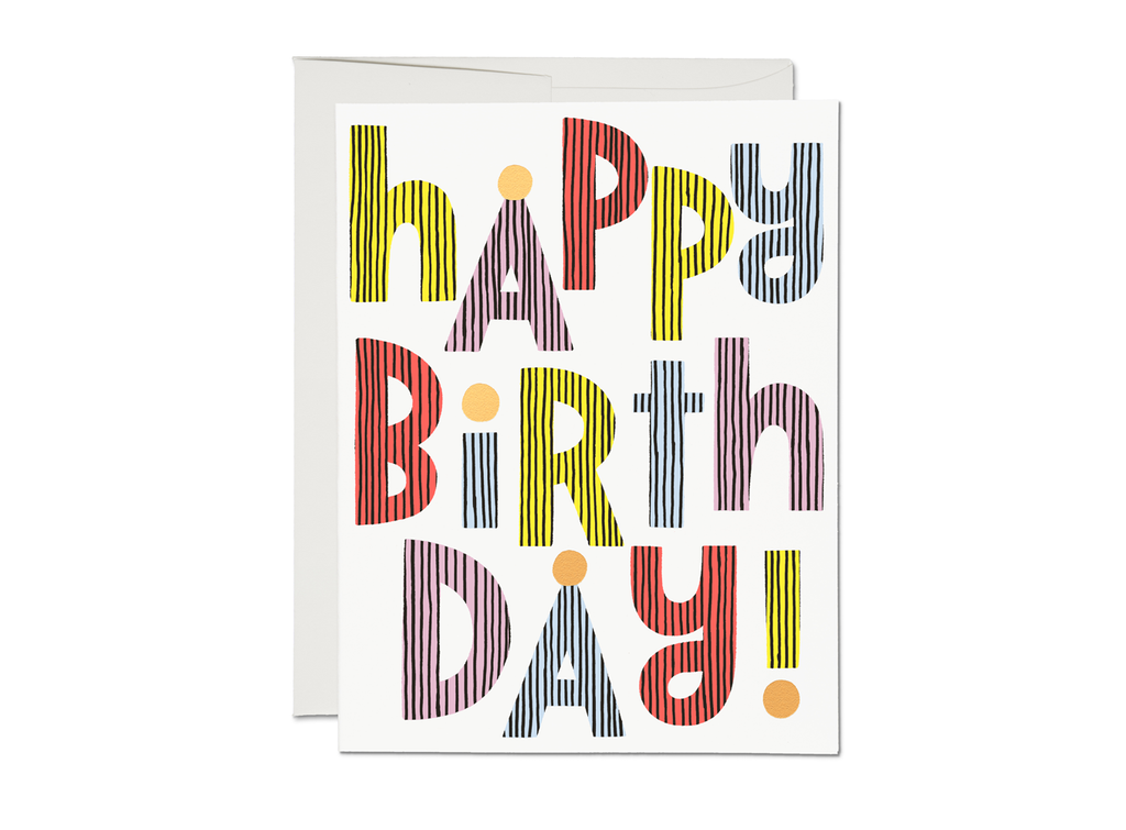 Lined Typography birthday greeting card