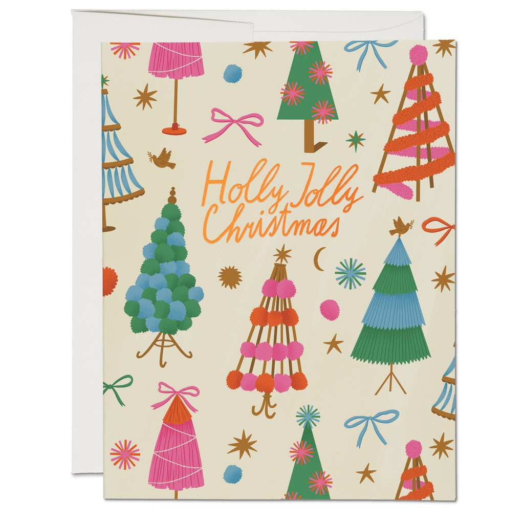 Holly Jolly Trees holiday greeting card