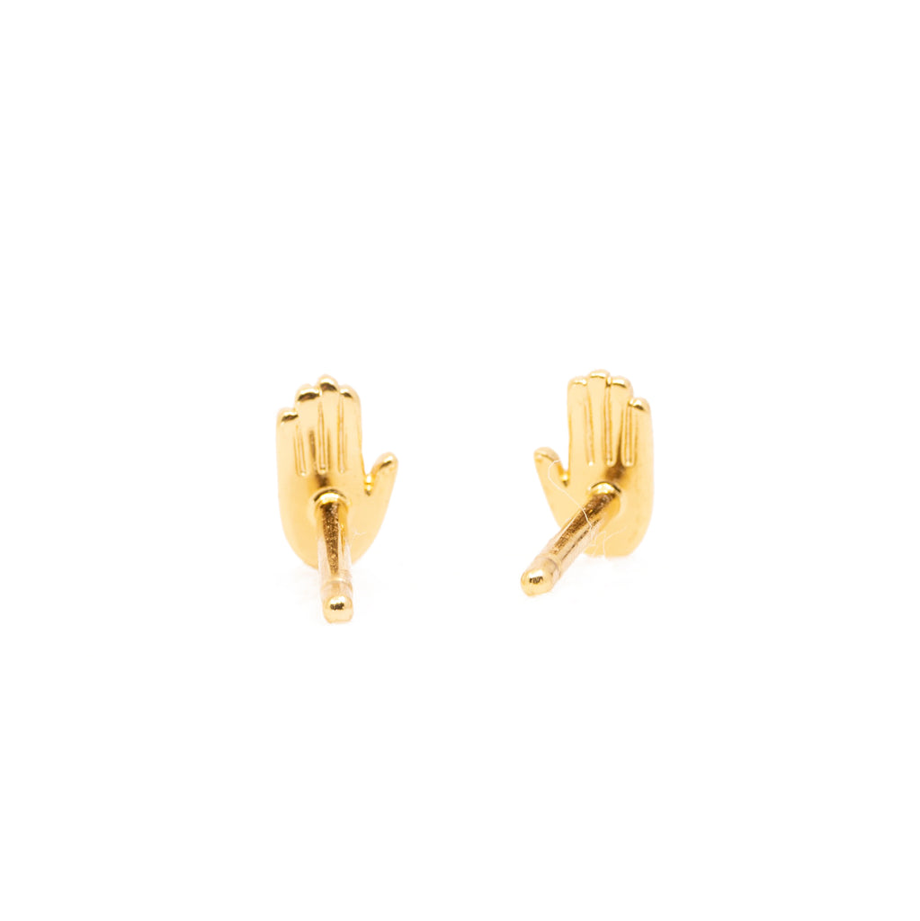 Hand Stud Earrings in Gold